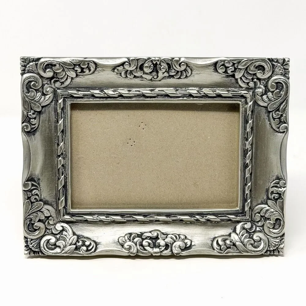 Vintage Ornate Silver Picture Frame 4x6 Baroque Scroll Cottage Chic Decor